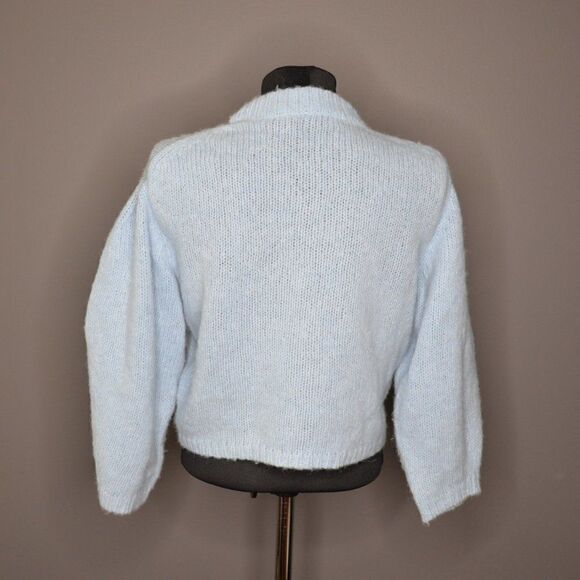 Tibi Alpaca Knit Cozette Blue Puff Sleeve Sweater Sz S - Picture 3 of 9